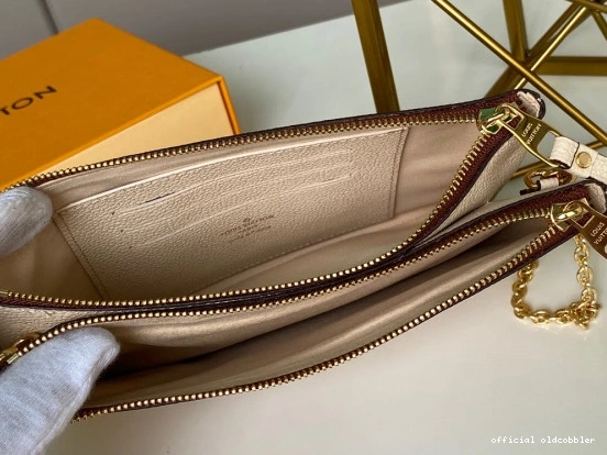 Official oldcobbler VUITTON POCHETTE DOUBLE LOUIS ZIP 0712